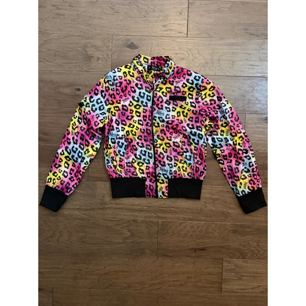 Abbey Dawn Avril Lavigne Rainbow Leopard Bomber Jacket Neon Windbreaker XL